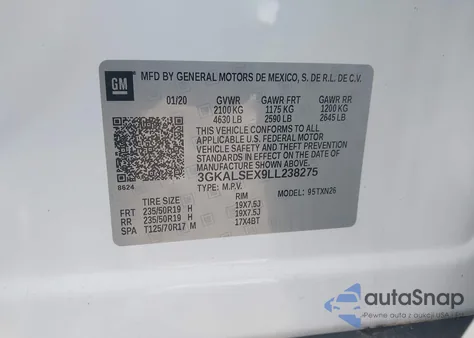 2020 GMC Terrain Fwd Denali z USA, uszkodzony, nr VIN 3GKALSEX9LL238275